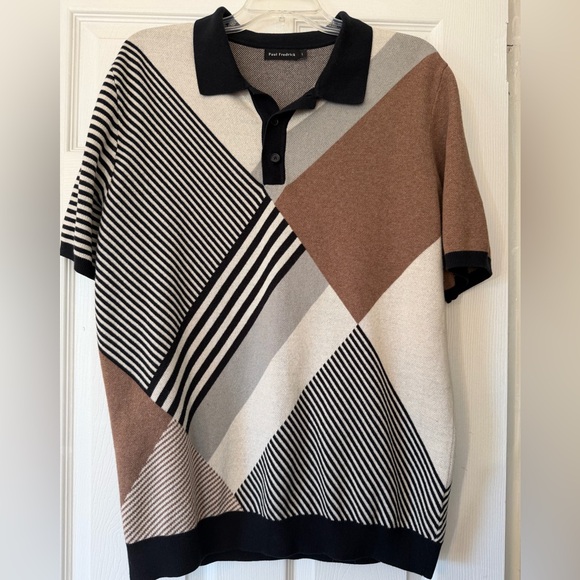Paul Fredrick Other - Paul Fredrick Knit Polo Shirt black brown 100% cotton size L
